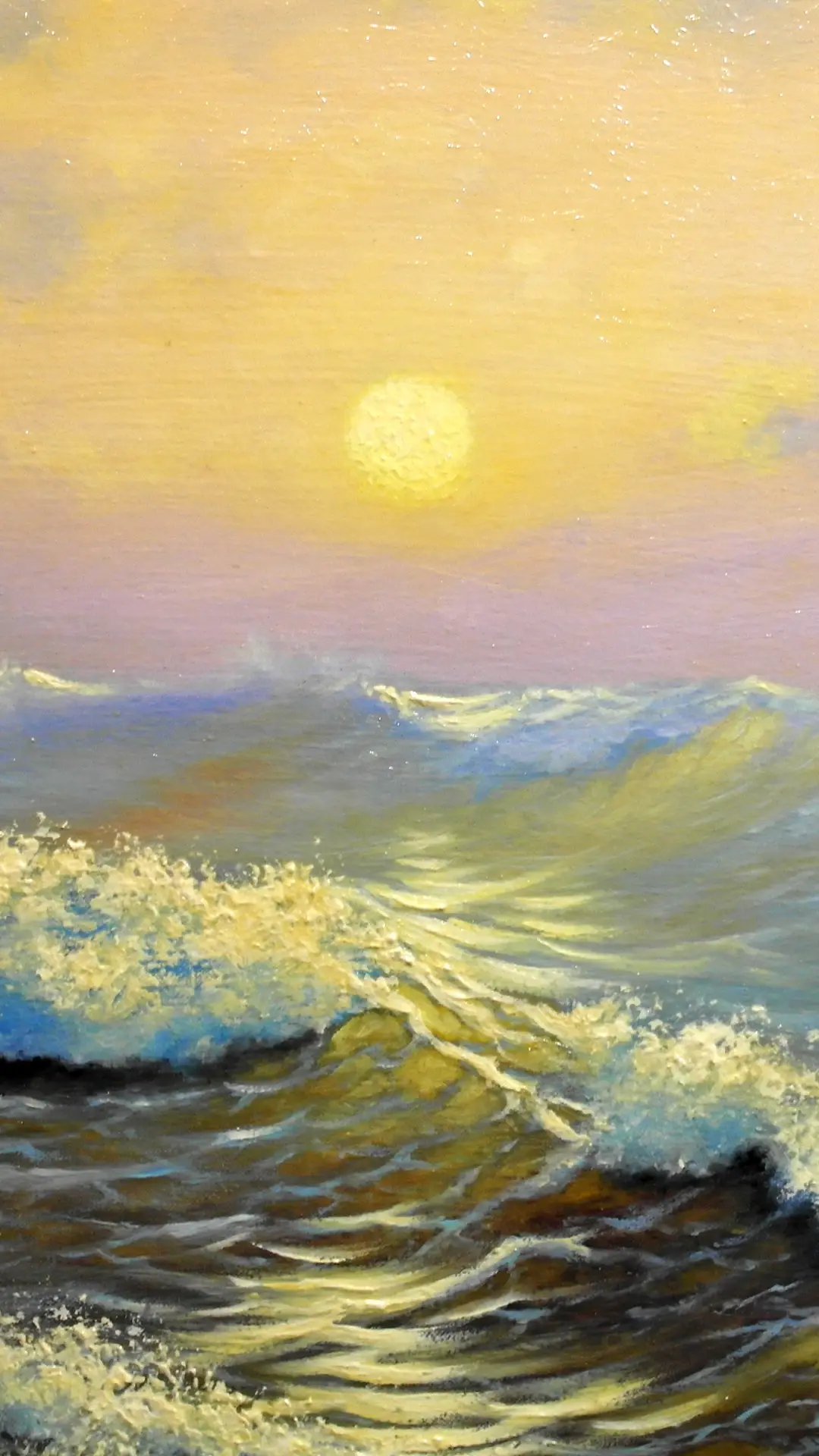 唯美海浪油画-拍信图库