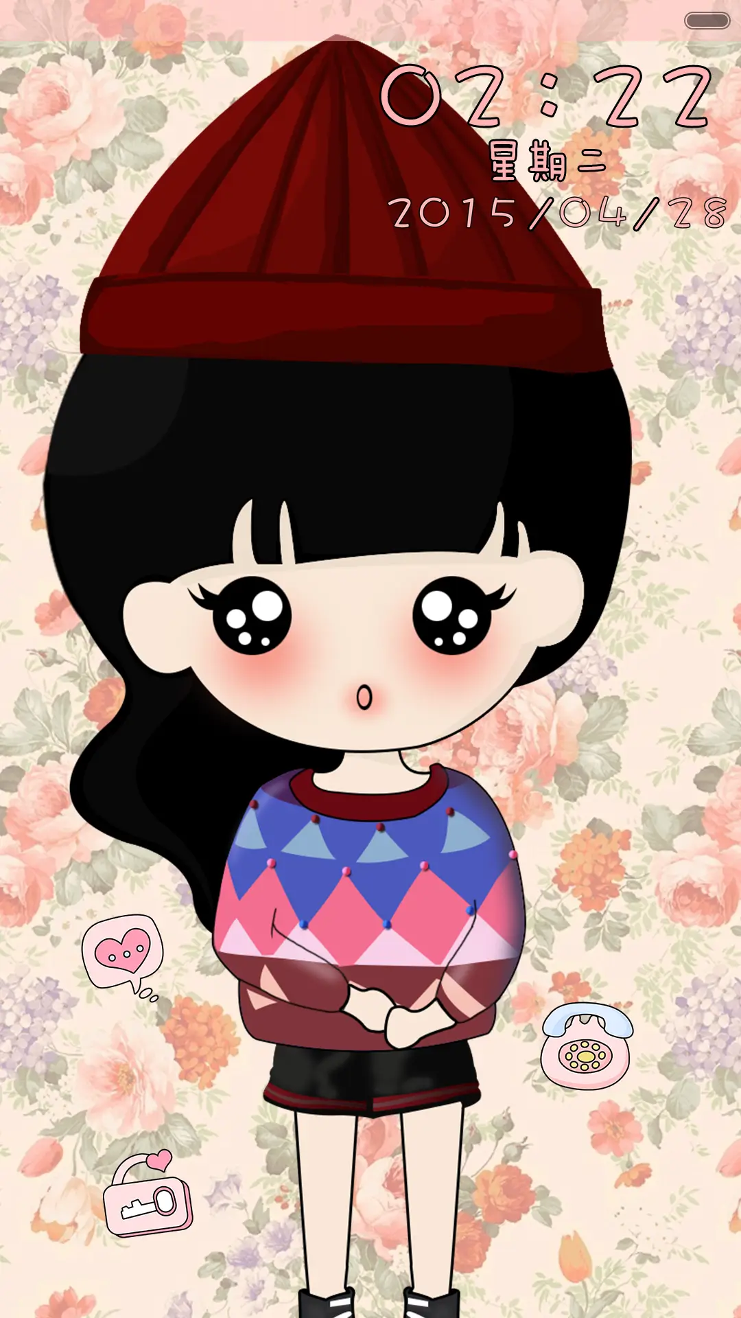 小豆逗_我是碎花控(双锁屏+百变时钟+自由桌面)